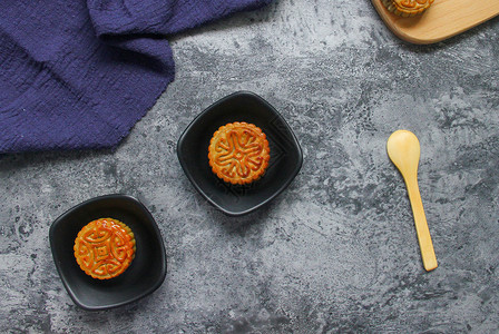 复古水泥风中秋节美食美味月饼背景素材图片