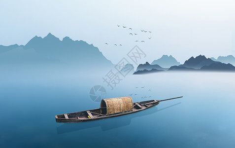 洋山码头山水船背景素材设计图片