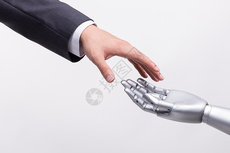 智能握手人类之手与智能科技接触背景