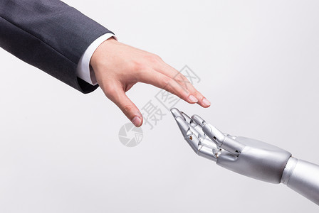 人类手臂人类之手与智能科技接触背景