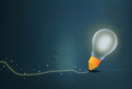 流行文案发光电灯泡铅笔设计图片