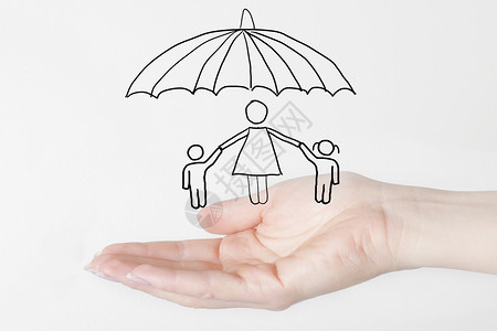 手里拿着雨伞家庭保护伞设计图片