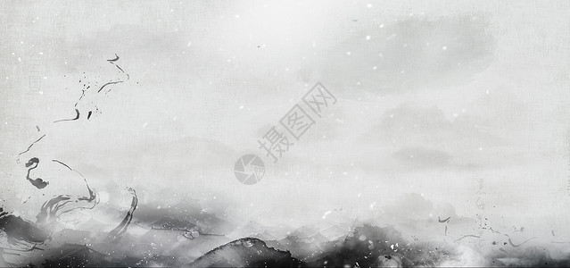 山黑白中国风水墨背景设计图片