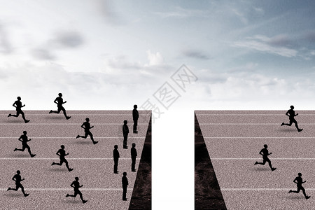 一群人奔跑断开的跑道设计图片
