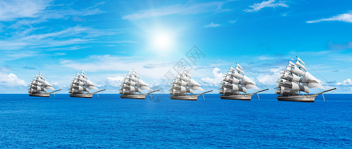 海上帆船背景背景图片
