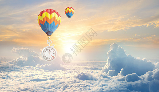 热气球图标金融经济商务科技蓝天白云素材海报背景设计图片