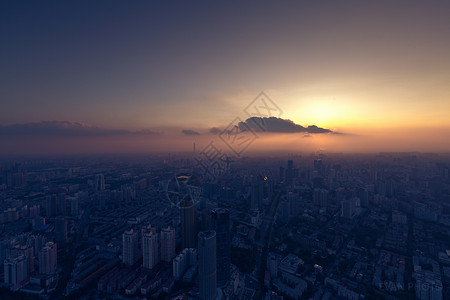 城市金光天津日落城市风光美景背景