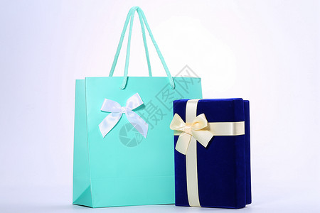 礼物袋子宝石蓝背景高清图片