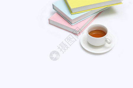 彩色炫酷时光创意书籍茶杯摆拍背景