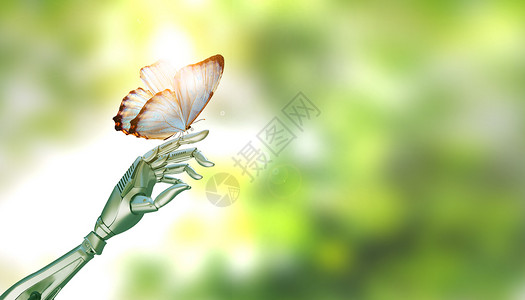 绿色蝴蝶科技触碰大自然设计图片