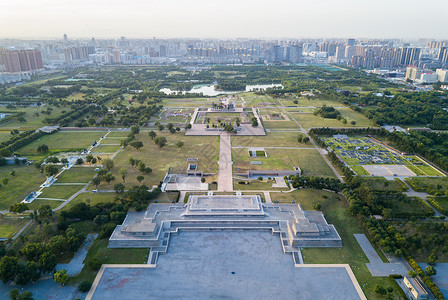 元上都遗址鸟瞰大明宫背景