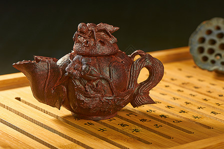 红木茶具木雕背景