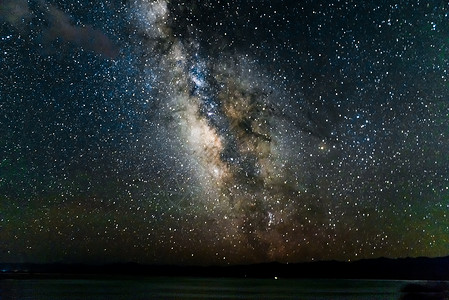 水面上的星轨银河夏季银河背景