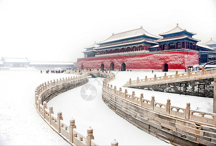 雪后故宫古建边沿高清图片