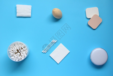 简单蛋雕素材化妆棉底妆卸妆蓝色背景素材背景