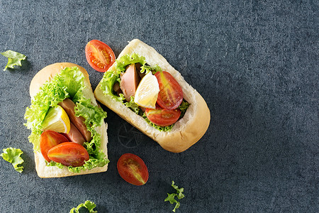 潜艇热狗三明治蔬菜面包营养早餐背景