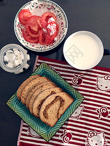 自制肉松面包早餐背景图片