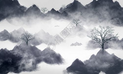 仙境背景素材山林烟雾背景素材设计图片