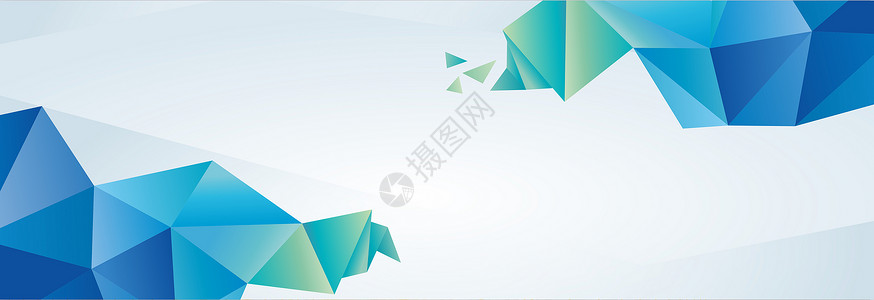 蓝色白折纸蓝绿色三角形banner背景设计图片
