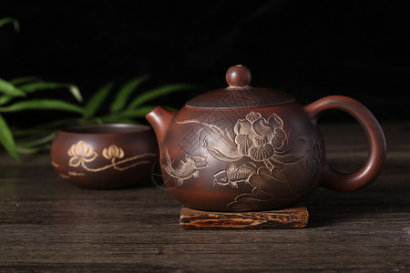 电商商品素材紫砂茶具背景
