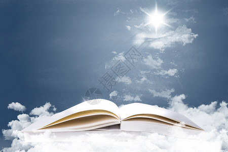 光线日光云上的书本背景