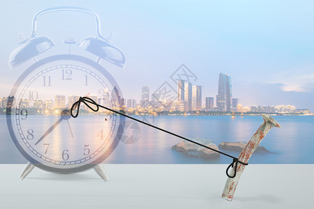 水钟时间城市商务背景设计图片