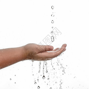 气泡符号接着水珠的手背景