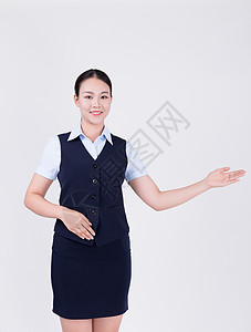 职业女性客服展示欢迎动作半身人像图片