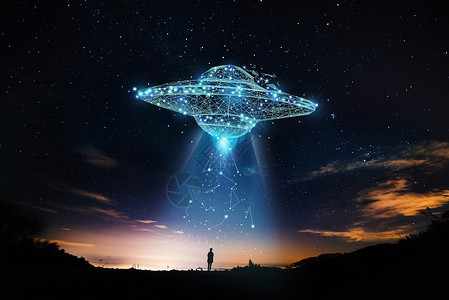 飞船UFO飞碟吸走人类设计图片