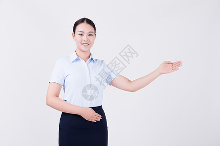 职业女性客服展示欢迎动作半身人像高清图片