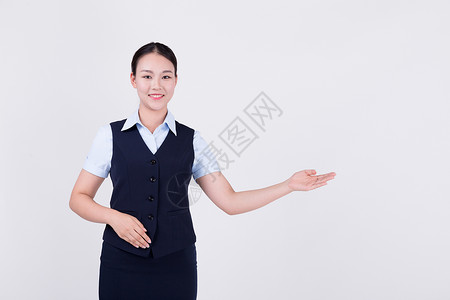 职业女性客服展示欢迎动作半身人像高清图片