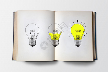书中的灯泡创新过程高清图片