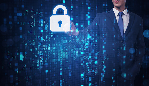 防盗门密码锁在互联网安全保护的概念设计图片