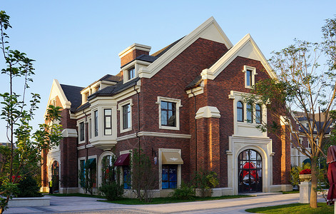 红砖房子地产建筑外观背景