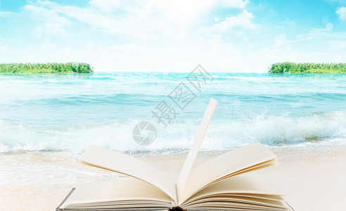 巴厘岛梦幻海滩书与海的故事设计图片