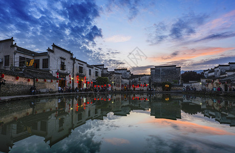 宏村全景宏村夜景高清图片