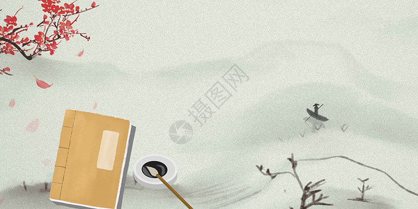 水墨画元素中国背景素材设计图片