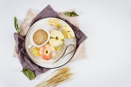燕麦和苹果纯色水果蔬菜超市高清图片