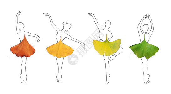 叶子上女孩跳芭蕾的女孩创意设计图片