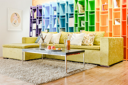 时尚家居宣传册色彩鲜艳的客厅背景