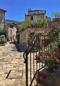 阿西西欧洲古城街景背景