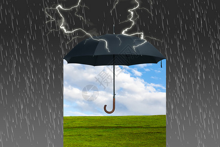 蓝色雨伞保险的保障设计图片