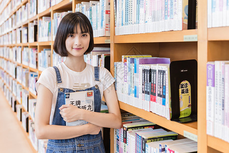 女培训素材大学女生图书馆学习背景