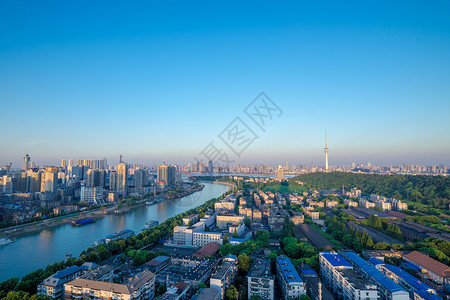 电视塔龟山武汉城市风景汉江流域风光背景