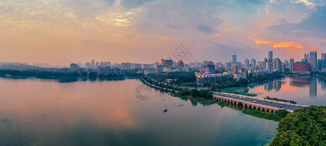 现代街武汉城市风光楚河汉街水果湖全景背景