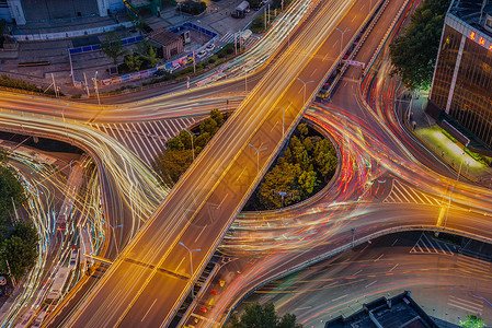 长的路武汉城市夜景航空路立交桥车轨背景