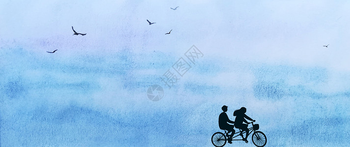 情侣骑自行车大雁设计图片