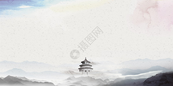 彩色山中国风设计图片