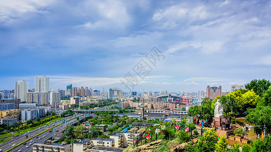 新疆公园乌鲁木齐城市景观背景