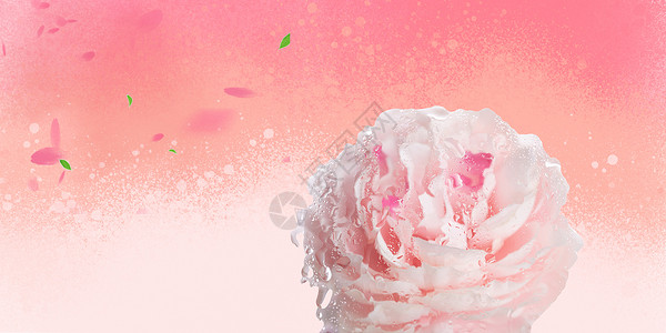 手绘玫瑰花瓣粉色爱心背景设计图片